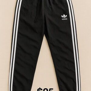 Adidas Black and White Joggers with Iconic Stripes